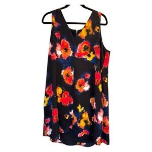 New  Evereve  Allison Joy Black Abstract Floral Swing Sleeveless Dress